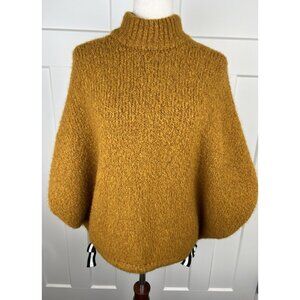 Sita Murt Ochre Chunky Knit Sweater Textured Mock Neck Pullover Alpaca Merino